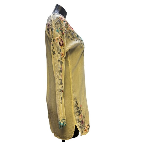 Johnny Was Embroidered Floral Tunic Top Beige S - Picture 3 of 5